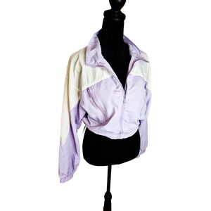 NOBO No Boundaries Cropped Windbreaker Jacket Lavender & Cream Size M (7–9)